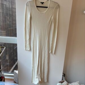 James Perse Ivory Long Sleeve Midi Dress